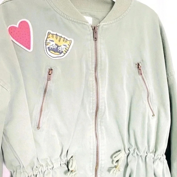 Cat & Jack Army Green Lightweight Jacket with Patches Girl’s Size Large - Picture 3 of 9